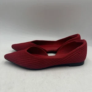 Vivaia Melia Pointed-Toe Knit D'Orsay Flats Comfortable Red Shoes 37.5 EU 7 US - Picture 1 of 9