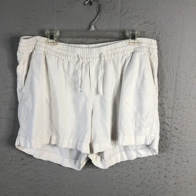 Pantalones Cortos Old Navy Para Mujer XL Mezcla de Lino Cintura Elástica Cordón Bolsillos Verano Ca Foto 1 de 4