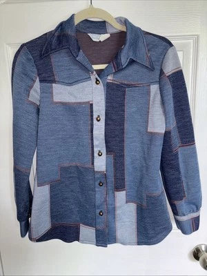 Vintage Sears Fashions 1960s Top Long Sleeve Button Shirt Denim Color Size S/M - Image 1 of 4