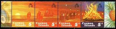 Islas Caimán 1984 SG #596a tira MNH OG VF HOGUERA PUESTA DEL SOL - 5 centavos Foto 1 de 3