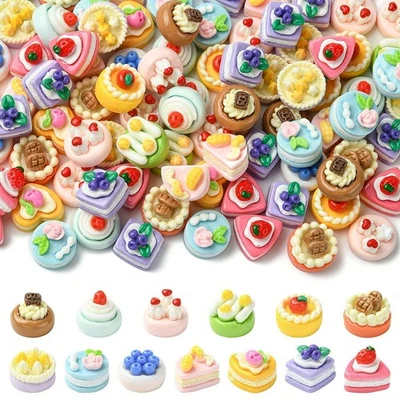 100pcs Opaque Resin Cabochons Imitation 3D Cake Flatback No Hole Beads DIY - Image 1 of 4