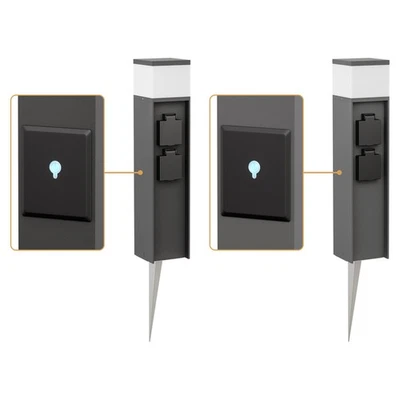 Pollerleuchte PODEL mit Erdspieß für außen, Smart Home, 39cm, schwarz, 2 - Bild 1 von 4