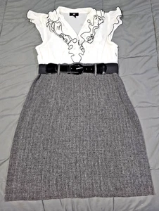 iZ Byer Damen Junior Größe 13 Kleid Gürtel Rüschen V-Ausschnitt Kurzarm Elegant - Bild 1 von 19