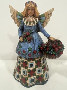 Jim Shore 6.5 “ Heartwood Creek Angel Holding A Basket of Roses Enesco 2002 - Picture 1 of 9