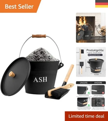 Robuster Kohleeimer 5L mit Reinigungsbürste - Sicher und praktisch für Kaminen - Bild 1 von 4