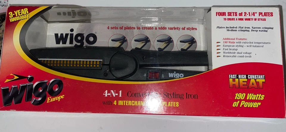 "Plancha de estilo convertible Wigo WG5304 4-N-1 4 placas intercambiables de 2-1/4"" de ancho" Foto 1 de 4