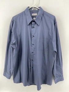 Van Heusen Wrinkle Free Button Shirt Mens Size 17 34-35 XL X Large Medium Blue - Picture 1 of 6