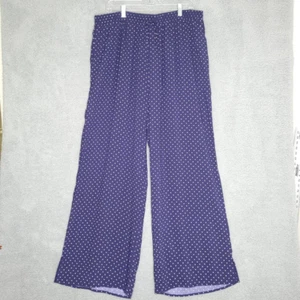 Bobeau Womens Palazzo Pants Blue White Polka Dot Elastic Waist Rayon Plus 2X New - Picture 1 of 12