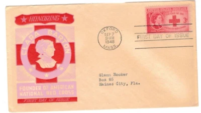 FDC 1948 Clara Barton American Red Cross Cachet Craft Ken Boll First Day Cover - Image 1 of 2