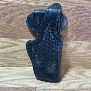 DAVIS LEATHER COMPANY Black RH Basket Weave 4500  PISTOL Holster Police S&W 659 - Picture 1 of 10