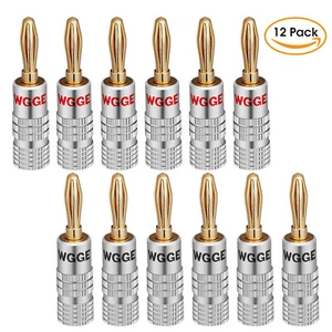 Enchufes de plátano WGGE WG-009 conector de audio, altavoz de bloqueo de doble tornillo dorado 24k (6 pares) - Imagen 1 de 8