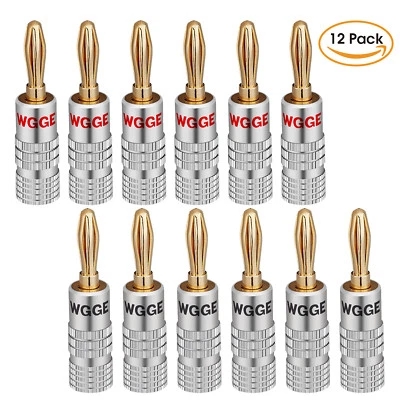 Conector de audio WGGE WG-009 Banana Plugs, altavoz de bloqueo de doble tornillo dorado de 24 k (6 pares) Foto 1 de 4