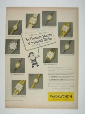 Relojes Wadsworth Vintage 1953 Selección de Navidad Anuncio Santa Claus Foto 1 de 2