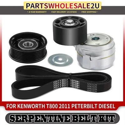 Kit de 3 componentes de transmisión por correa Serpentine para Kenworth W900 T800 2011 Peterbilt 320 Foto 1 de 4