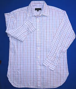 ROBERT TALBOTT MENS SHIRT M 15.5 33 WHITE PINK BLUE BROWN WINDOW PLAID - Picture 1 of 5