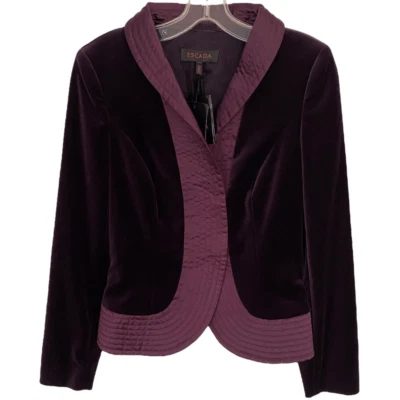 Chaqueta de terciopelo/seda púrpura oscuro Escada talla EU 36 NUEVA CON ETIQUETAS Foto 1 de 4