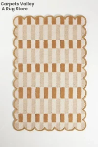 Plaid Blue Hand-Tufted Wool Handmade Area Rug Carpet for Home, Living, Bedroom, - Picture 1 of 16