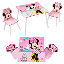 Disney Minnie Mouse Table and 2 Chairs Set Kids Toddler Junior Wooden Furniture