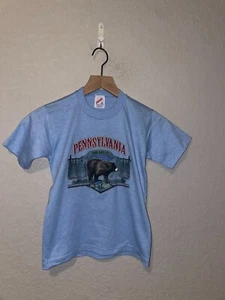 Youth Vintage PA Pennsylvania Pocono Mountains Blue Bear Shirt Children M medium - Picture 1 of 12