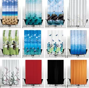 Extra Wide Bathroom Fabric Shower Curtain White Grey Blue 240 Wide by 180cm Drop - Picture 1 of 108