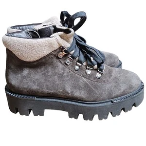 Aquatalia Neu ohne Etikett Angie grau wetterfest italienisches Wildleder Schnürschuhe Wanderschuhe Größe 8,5 - Bild 1 von 10