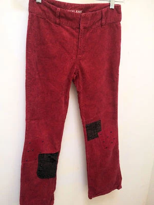 Guess Jeans 12 Pantalones Rojo Paisley Pana Parche Uñas Detalle Cabeza Foto 1 de 4
