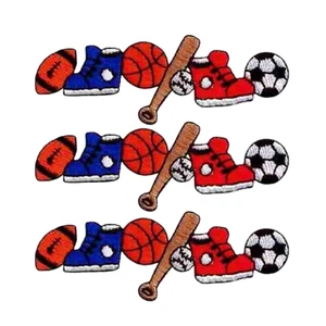 Chain of Sports Equipment (3-Pack) Iron On Patch - Picture 1 of 4
