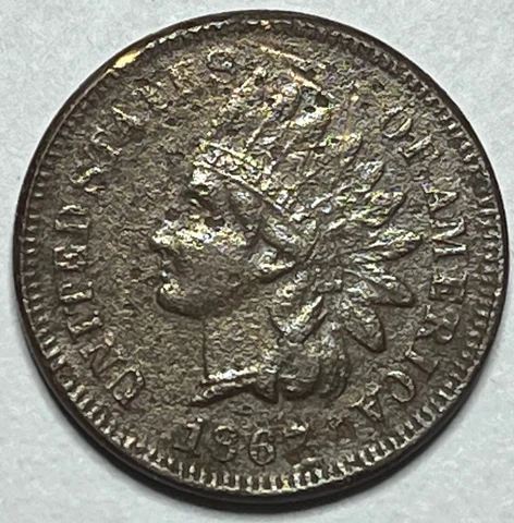 1867 Indian Head Cent - High Grade Penny with Environmental Damage Cover