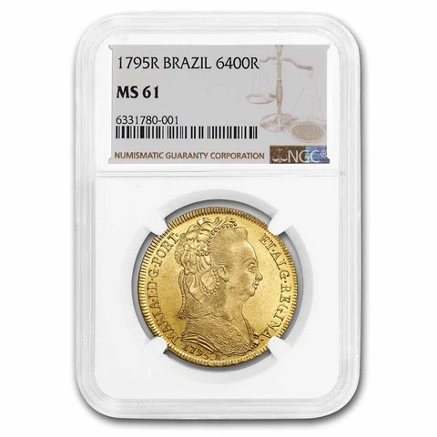 1797-R Brazil Gold 6400 Reis Maria I MS-61 NGC - SKU#270938 Cover