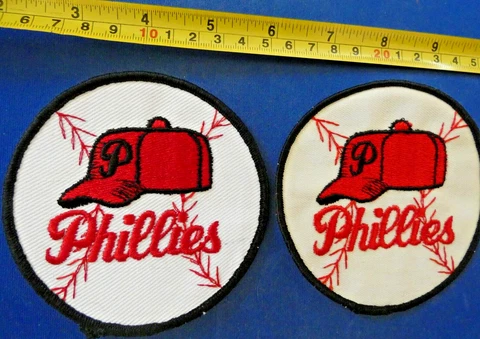 (2)  Original 1960's - PHILADELPHIA PHILLIES   - Sewn Jacket PATCHES - Unused Cover