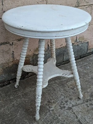 Antigua mesa vintage antigua victoriana de madera de roble con acento lateral para plantas Foto 1 de 4