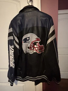 Patriots NFL Leather Bomber Jacket Men’s XL New England Patriots Apparel Logo - Picture 1 of 2