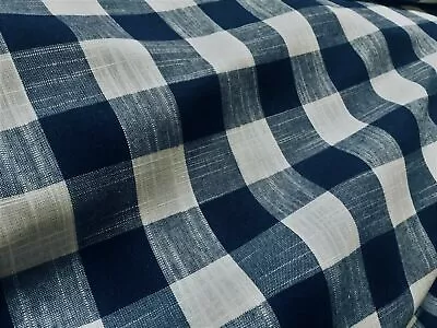 Gingham Leinen Karo Stoff Karo Büffel Material 140 cm breit navy weiß kariert - Bild 1 von 4