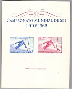 CHILE 1966 POSTAL COMM SOUVENIR SHEET INT SKIING CHAMPIONSHIP PORTILLO - Picture 1 of 2
