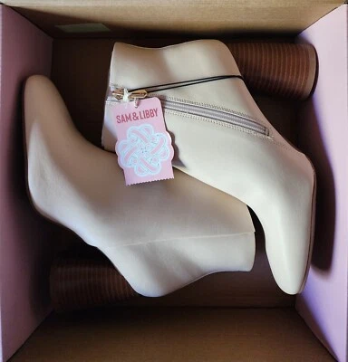 全新带盒 Sam & Libby 女式 Carlson 香草踝靴 10 码 — 第 1/4 张图片