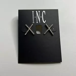 Aretes INC International Concepts plata diamantes de imitación “X”, ¡NUEVOS CON ETIQUETAS! - Imagen 1 de 3