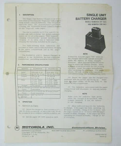 Instruction Sheet for Motorola Single Unit Battery Charger NLN8252A NLN8411A - Picture 1 of 2