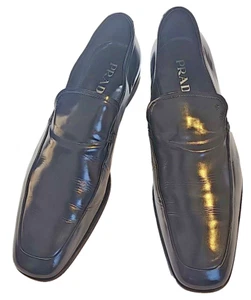 Prada Leder Herren Schwarz Halbschuhe Elegant Schuhe Größe 8,5 Gebraucht 2D 1576 - Bild 1 von 13