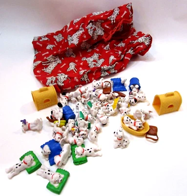 Gran Lote De Colección Disney Dalmation Perros Figuras De Juguete con Bolsa De Algodón A Juego Foto 1 de 3