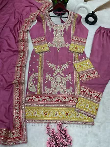 Pakistanisches Kleid Salwar Kameez Ready To Wear Anzüge indische Hochzeit Party Bollywood - Bild 1 von 5