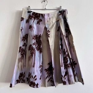 Sportsgirl Silk Midi Skirt Pleated Knee Length Floral Tie Dye Watercolour Print - Picture 1 of 13