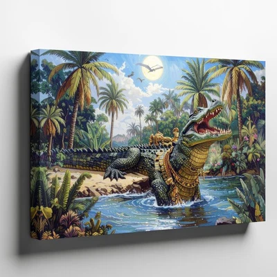 Arte de pared en lienzo Sobek Nile Guardian Lienzo Divino Cocodrilo Jungla 30X40" Foto 1 de 4