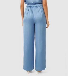 NWT Soft Surroundings Sky Blue Straight Leg Satin Pants Petite Large - Picture 1 of 10