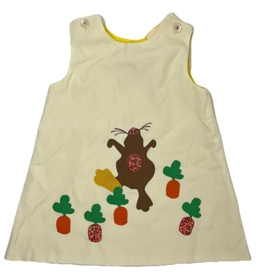 Vintage Chocolate Soup Easter Bunny Rabbit Carrot Dress Romper Size 4 ￼ - Image 1 of 4