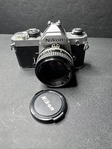 Nikon FM Silver 35mm Film Camera W/ NIKKOR 50mm Lens JAPAN - Picture 1 of 20