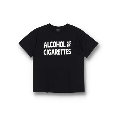 Number (N)ine 00's Black Alcohol & Cigarettes Slogan T-Shi | Size 2 (S) Slim fit - Image 1 of 3