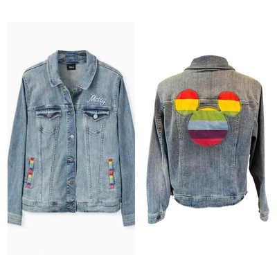 Chaqueta Torrid 3 (3x 22/24) Disney Mickey Mouse Azul Denim Arco Iris Orgullo Gay Nueva Foto 1 de 3