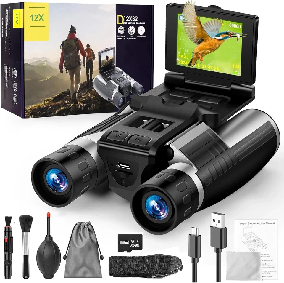 Digital Camera Binoculars D12X32 Video Camera Recorder with 16GB Memory Card - Image 1 of 1