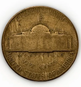 1944 P Jefferson Nickel Error Coin Obverse & Reverse Lamination 35% Silver War - Picture 1 of 4