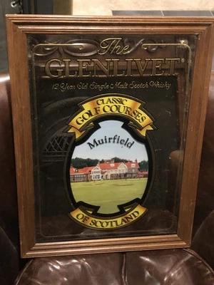 The GLENLIVET Whisky Muirfield Great Golf Courses Scotland Framed Mirror Vintage - Image 1 of 4